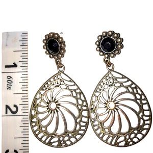 Vintage large boho whimsigoth flower dangle tear‎ drop earrings
